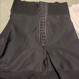 High-Waist Black Shapewear Shorts with Hook Closure